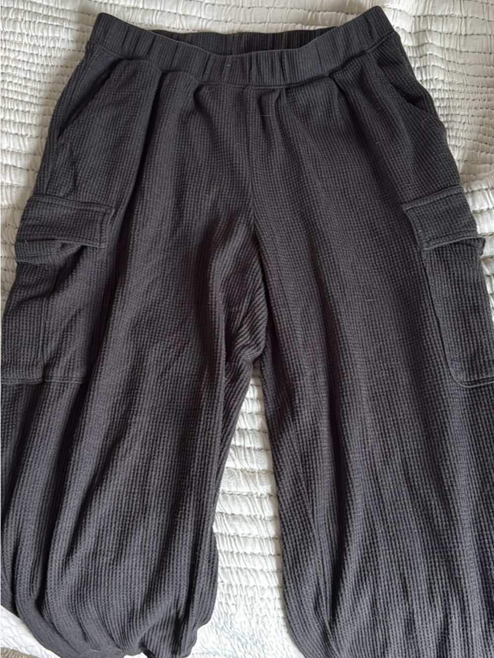 aerie charcoal Waffle-Knit Cargo Pants